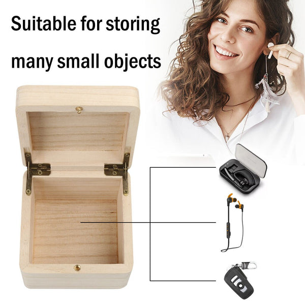 Storage Wood Box Case For Jewel Small Gadget Gift Memory Keepsake for necklace bracelet bangle earrings charms 5.8x9.5x9.5cm