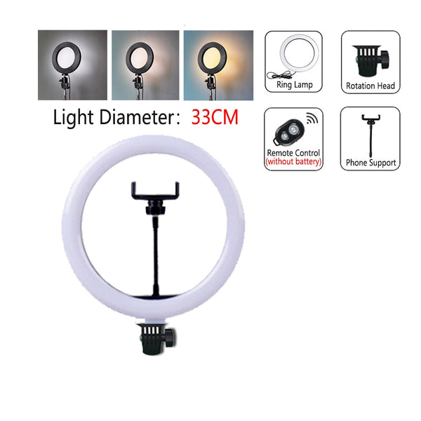 Dimmable LED Selfie Ring Light with Tripod USB Selfie Light Ring Lamp Big Photography Ringlight with Stand for Cell Phone Studio