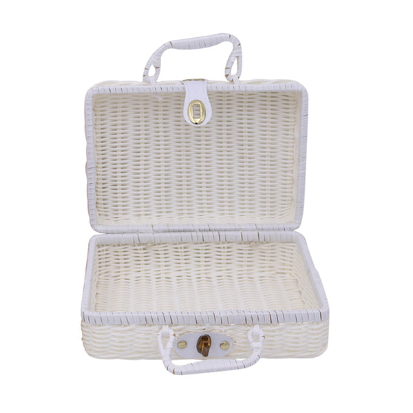 Handmade Rattan Woven Keepsake Storage Case Travel Picnic Basket Memory Storage