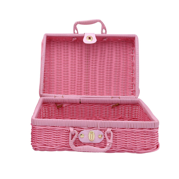 Handmade Rattan Woven Keepsake Storage Case Travel Picnic Basket Memory Storage
