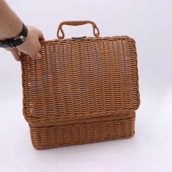 Handmade Rattan Woven Keepsake Storage Case Travel Picnic Luggage Basket Holder Suitcase Sundries Organizer Box