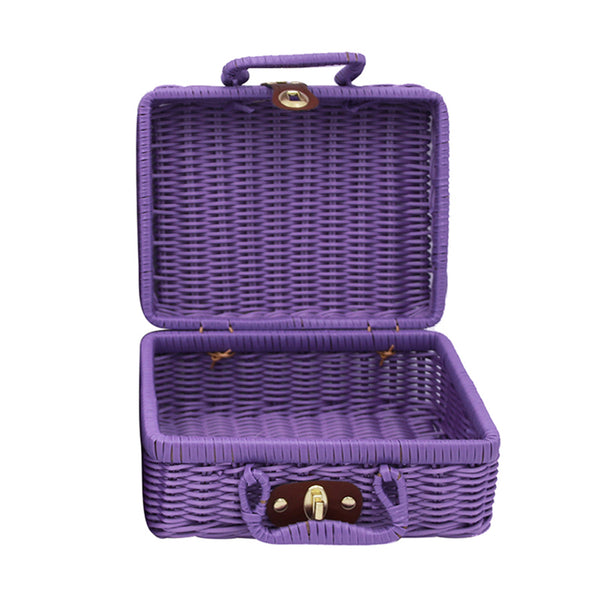 Handmade Rattan Woven Keepsake Storage Case Travel Picnic Basket Memory Storage