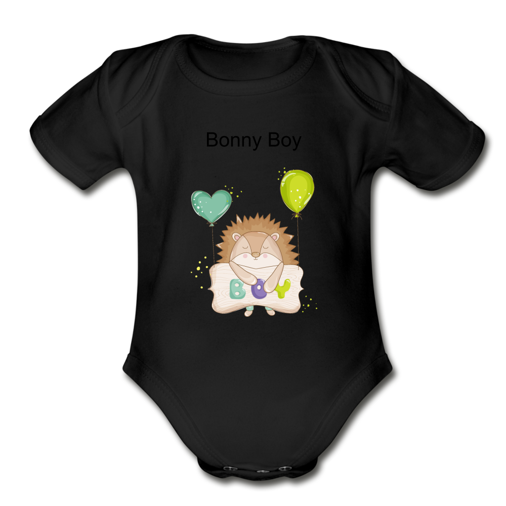 Organic Short Sleeve Baby Bodysuit Bonny Boy - black