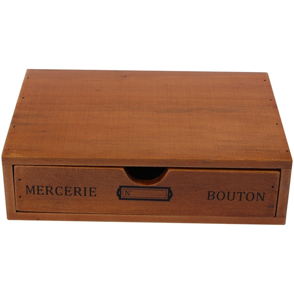 Wooden Retro Memory Keeper Drawer Jewellery Organiser Home Decoration Desktop Storage Box 24.5*17.5*6.5 cm