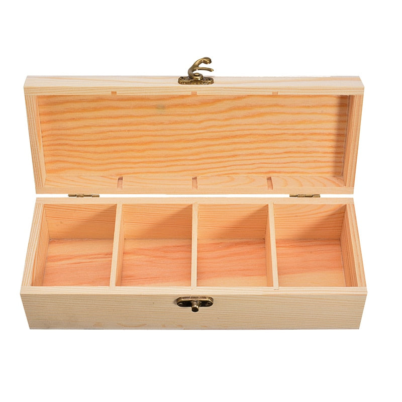 Wooden Keepsake Memory Storage Box 4 Compartment for Jewellery Small Memories 