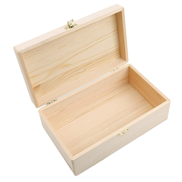 Flip Solid Wood Gift Box Handmade Craft Home Case Box Log Color Scotch Pine Rectangular Wooden Storage Box