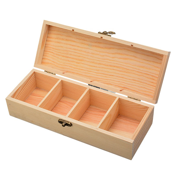 Wooden Keepsake Memory Storage Box 4 Compartment for Jewellery Small Memories 