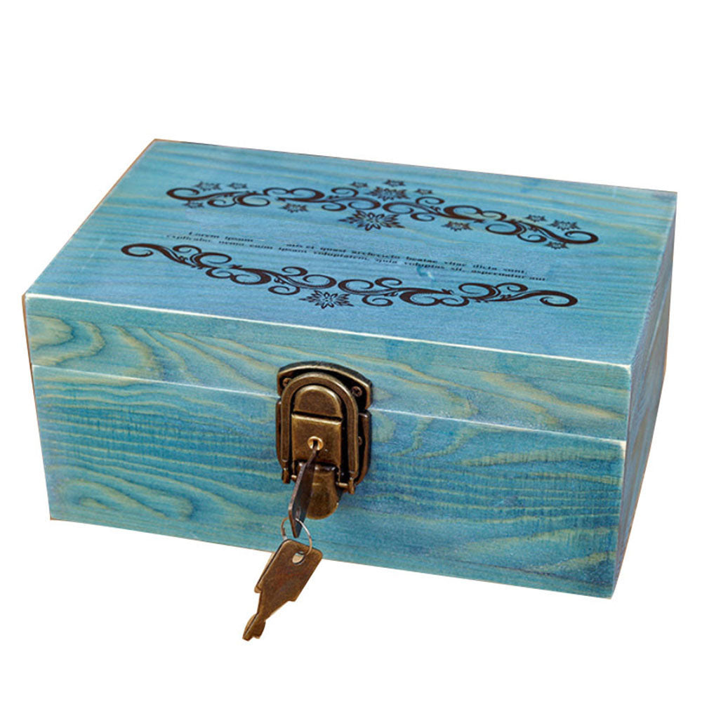 Vintage Wooden Keepsake Box with Lock and Key Vintage Style Handmade Jewelry Wooden Treasure Case for Memories