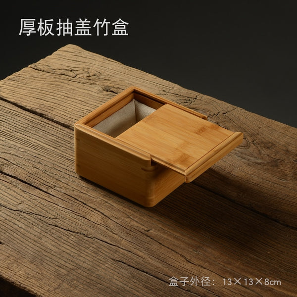 Thick Plate Cover Bamboo Gastropod Lined Box Storage for Delicate Items Memories Collections Gift