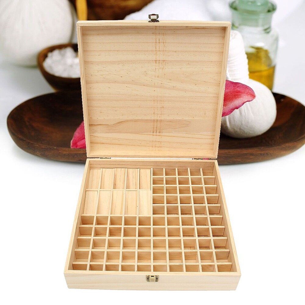85 Grids Handmade Wooden Essential Oil Box Organiser Large Jewellery Gift Small Items Box Storage