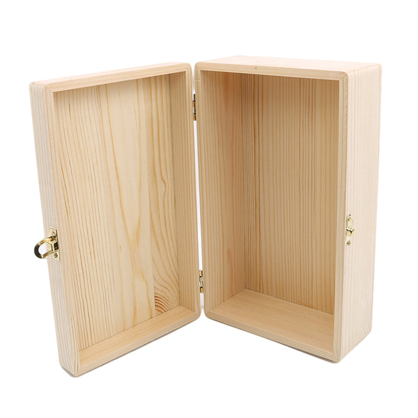 Flip Solid Wood Gift Box Handmade Craft Home Case Box Log Color Scotch Pine Rectangular Wooden Storage Box