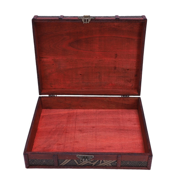 Keepsake Memory Wooden Box Retro Decorated Wood Box with Metal Lock Wedding Baby Anniversary Birthday Gift
