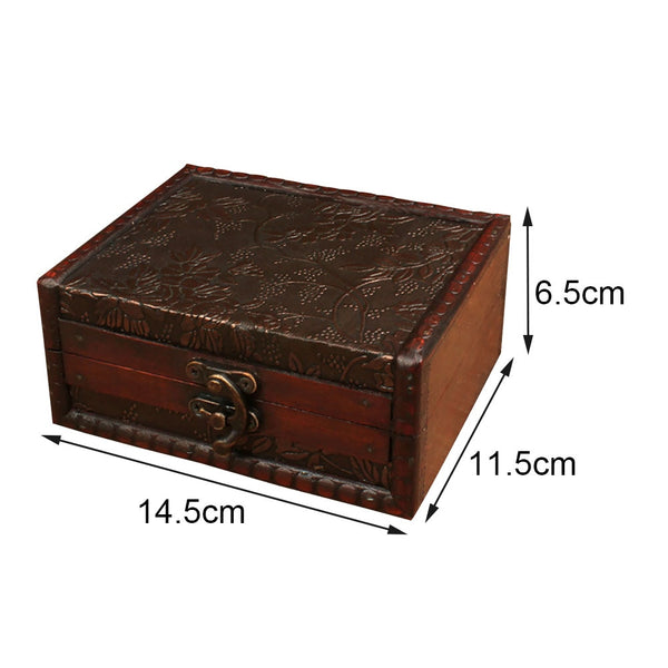  Wooden Vintage Treasure Chest Keepsake Memory Decorative Storage Box With Locking Clasp