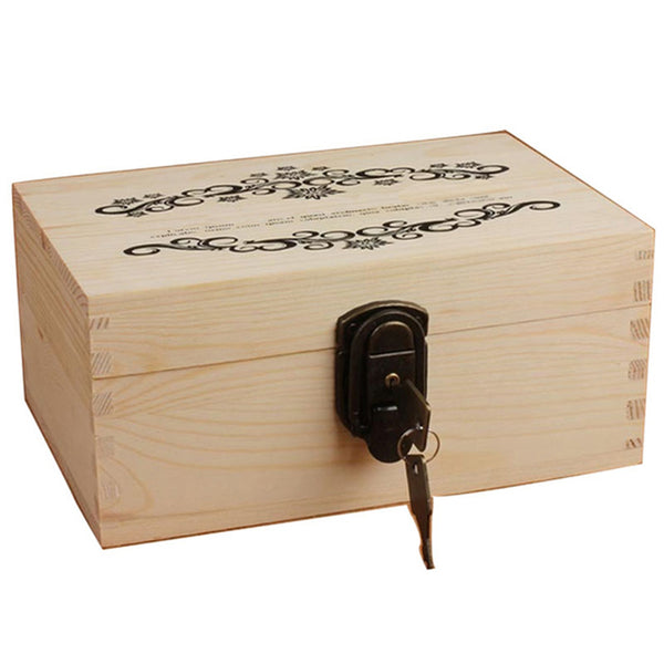 Wooden Keepsake Box Key Lock Handmade Store Memories Baby Photos Letters Collections