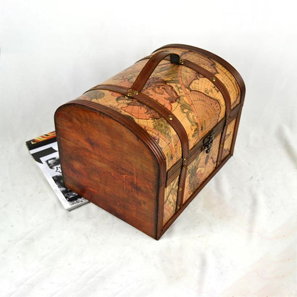 Vintage Wooden Keepsake Box Treasure Chest Man Cave Memory Box Photos Tools Home Decoration Accessories Gift Box
