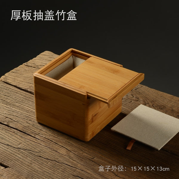 Thick Plate Cover Bamboo Gastropod Lined Box Storage for Delicate Items Memories Collections Gift
