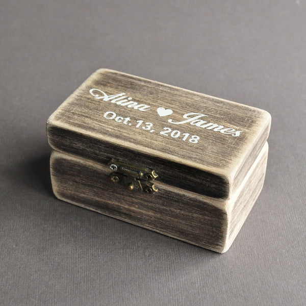 Personalised Wedding Ring Box Rustic Ring Holder Ring Boxes for Ceremony Monogram Ring Box Anniversary Gift