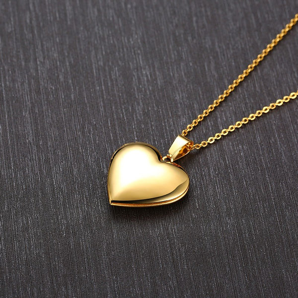 Romantic Heart Photo Frame Locket Necklace for Women Gifts Stainless Steel Keepsake Jewellery