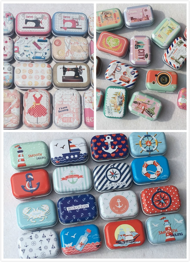 Tin Boxes 32Pc Ocean Sewing & Landscape Pattern Mini Storage Boxes Home Decoration Collectables
