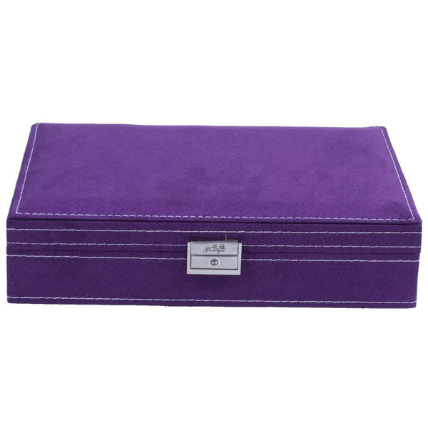 Wooden Lockable Large Velvet Keepsake Box Jewelry Earrings Storage Case Box