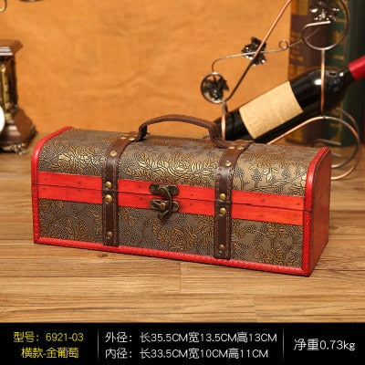Vintage Wine Bottle-shape Keepsake Box Gift Box Opens Flat Handle on Top