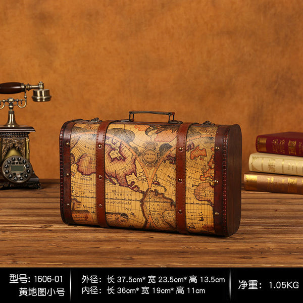 Large Sized Wooden Suitcase Keepsake Box Lock Memory Box-Gift Crafts Treasures Trinkets Storage Box