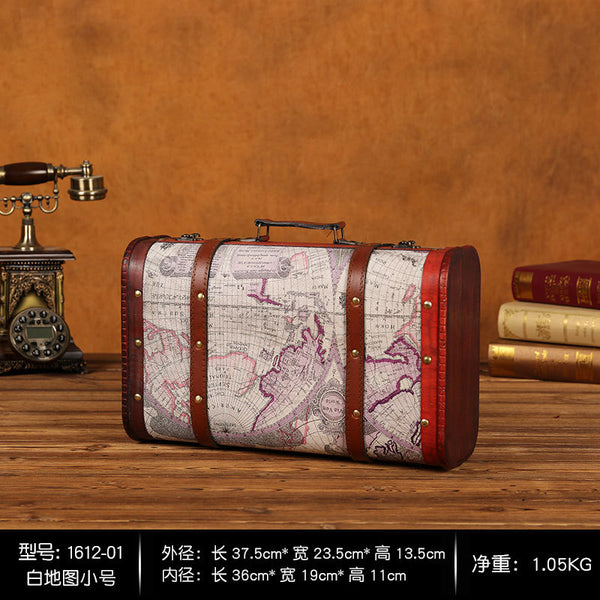 Large Sized Wooden Suitcase Keepsake Box Lock Memory Box-Gift Crafts Treasures Trinkets Storage Box