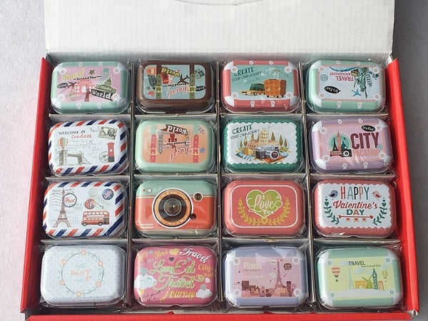 Tin Boxes 32Pc Ocean Sewing & Landscape Pattern Mini Storage Boxes Home Decoration Collectables
