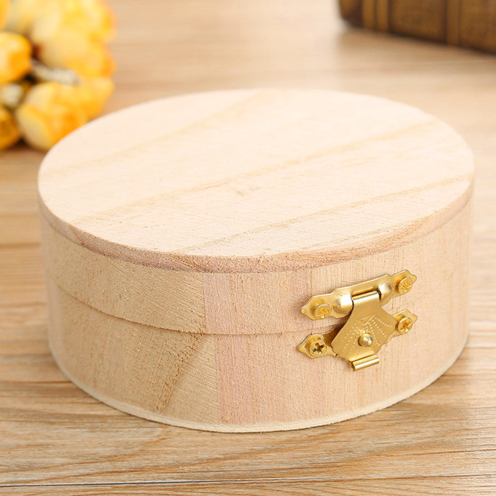 Wooden Round Keepsake Box Decorate Yourself to Store Jewellery Trinkets and Treasure Safely