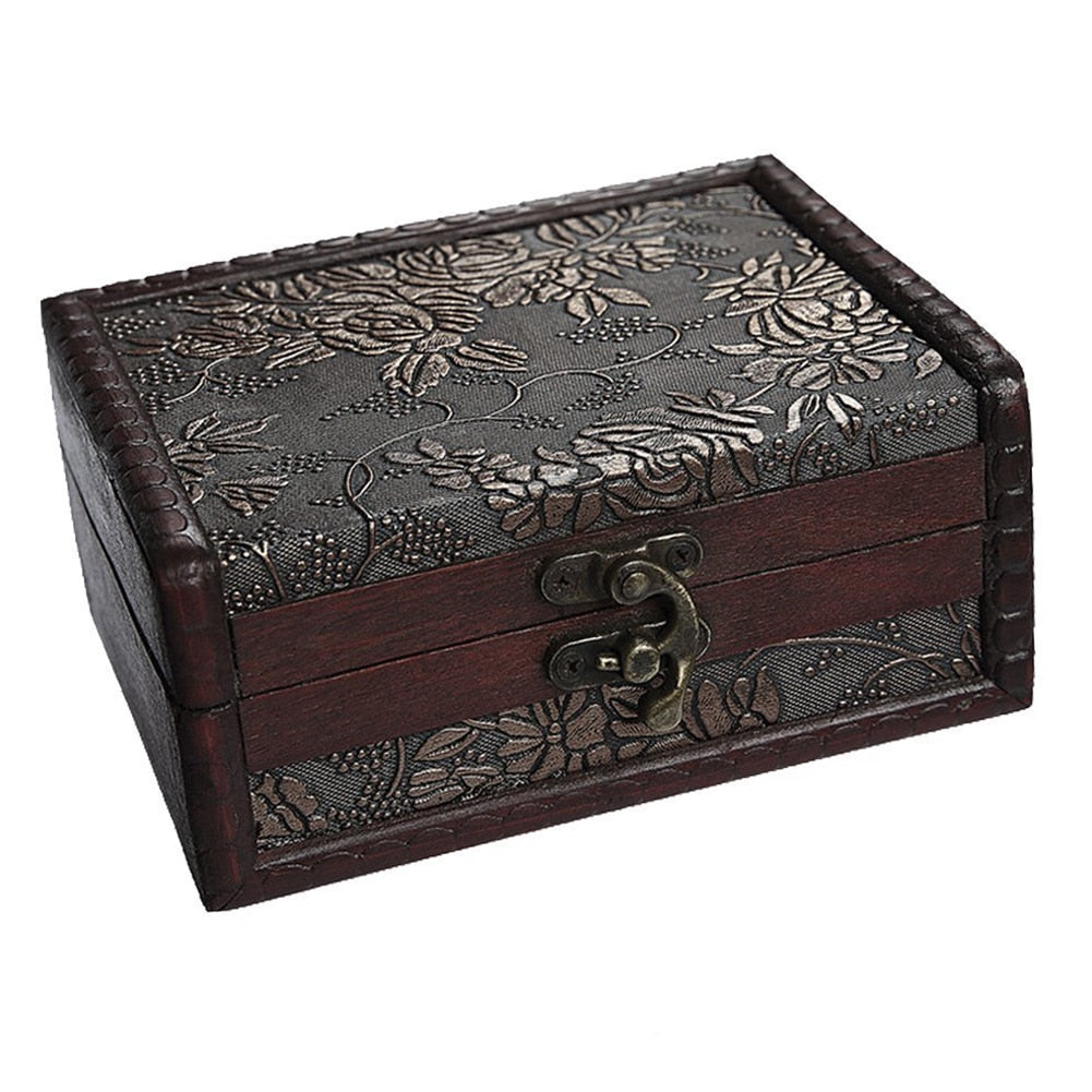 Retro Wooden Keepsake Storage Box Gift Cards Collection Box Memory Box Jewellery Box