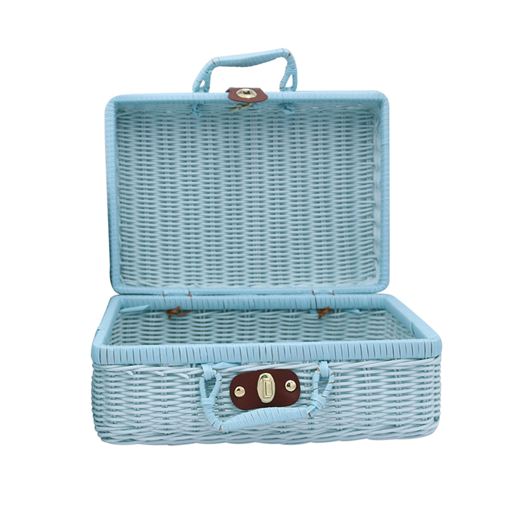 Handmade Rattan Woven Keepsake Storage Case Travel Picnic Basket Memory Storage