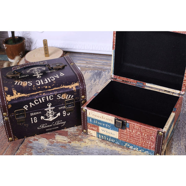 Vintage Wooden Keepsake Box Treasure Chest for Photos Letters, Memories Cosmetic Organiser Storage Decorated Box 