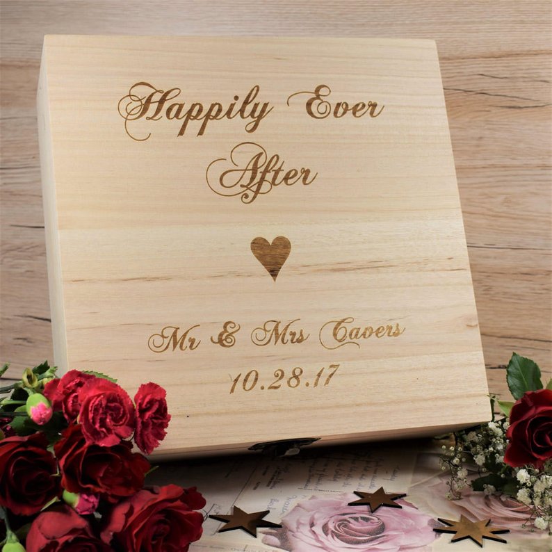 Custom Engraved Wedding Memories Box Happily Ever After Memory Box Wedding Keepsake Box Personalised Wedding Bespoke Boxes