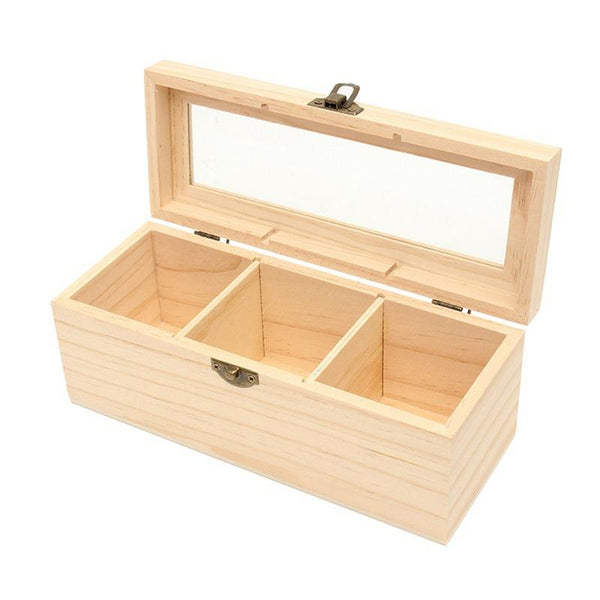 Wooden Keepsake Memory Box Jewellery Treasures Trinkets Box 3/6 Compartments Decorate Yourself