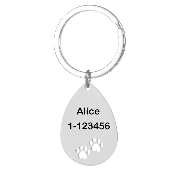 Personalized Customized Photo Engrave Dog Tag Keychains Stainless Steel Water Drop Keepsake Key Chains For Gifts SL-121