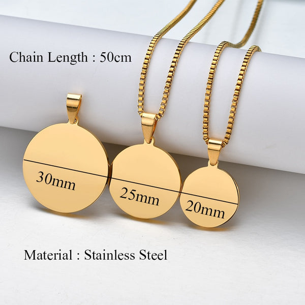 Nextvance Personalized Engraved Jewelry ID Tag Necklaces Engrave Photo Name Necklace Round Keepsake For Women Lover Pet Gift