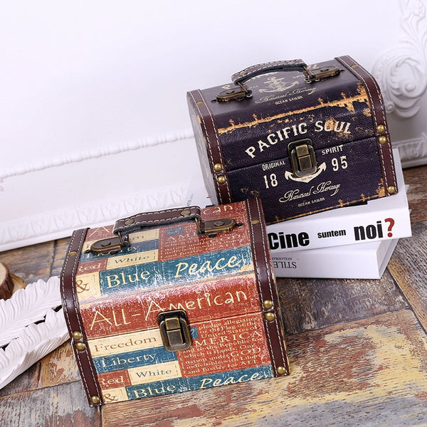 Vintage Wooden Keepsake Box Treasure Chest for Photos Letters, Memories Cosmetic Organiser Storage Decorated Box 