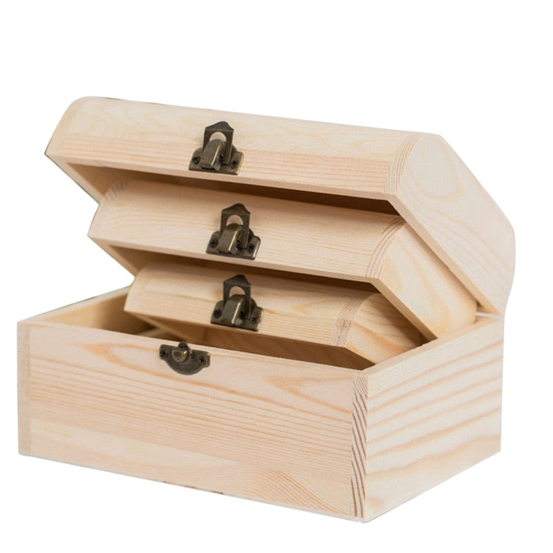 Decorate Yourself Unfinished Wooden Keepsake Boxes Chest Jewelry Storage Box DIY Home Decorations