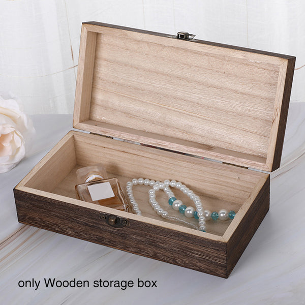 Wooden Keepsake Storage Box Photo Memory Box Sundries Organizer Jewelry Case Rectangle Lock Lid Gift 