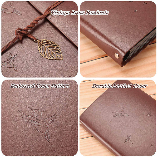 Photo Album Vintage Leather Embossed Heart & Love Scrapbook Wedding Guest Memories Book Refillable Black Pages Birthday Gift Anniversary Present