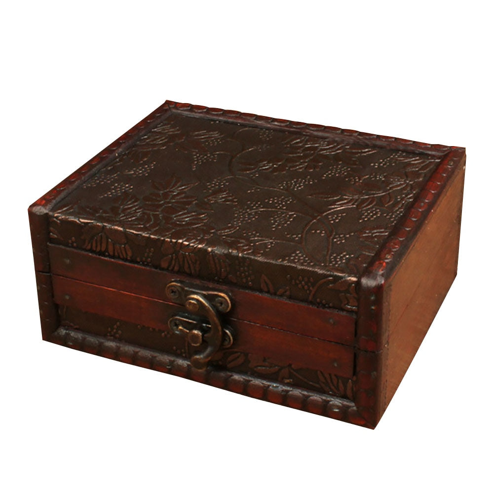 Wooden Treasure Chest Keepsake Memory Decorative Storage Box With Locking Clasp