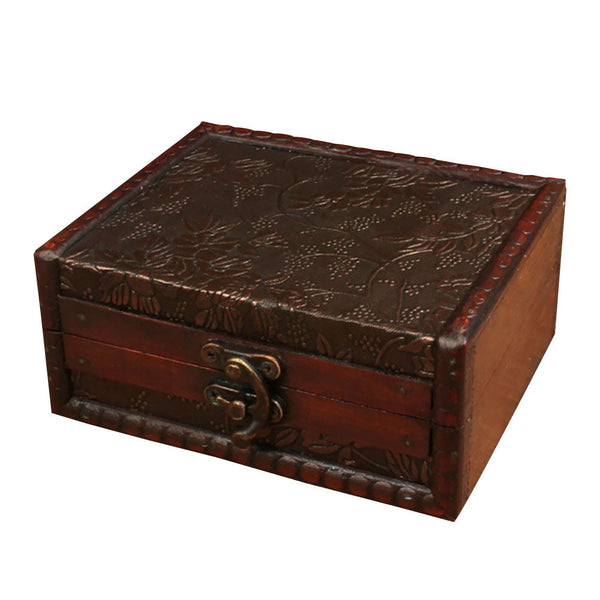 Wooden Treasure Chest Keepsake Memory Decorative Storage Box With Locking Clasp