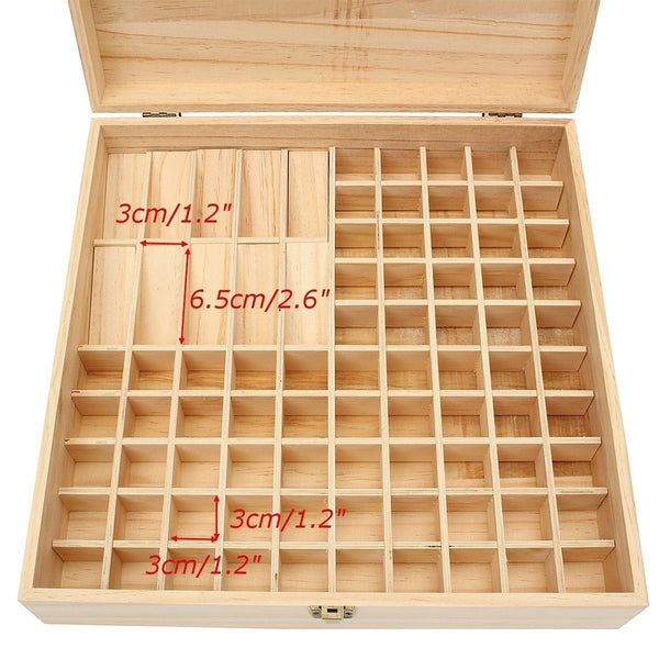 85 Grids Handmade Wooden Essential Oil Box Organiser Large Jewellery Gift Small Items Box Storage