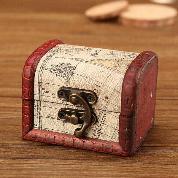 Retro Wooden Keepsake Treasure Chest Storage Box Cards Collection Boxes Makeup Organizer Box Jewelry Treasure Chest Case 8*8*6cm