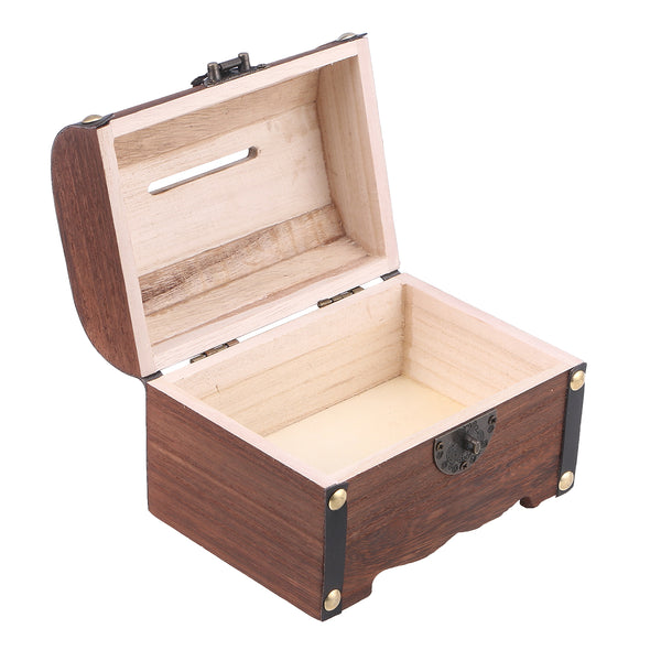 Vintage-Style Treasure Storage Box Pirate Treasure Chest Memory Keepsake Piggy Bank Organizer Saving Box Case With Lock 