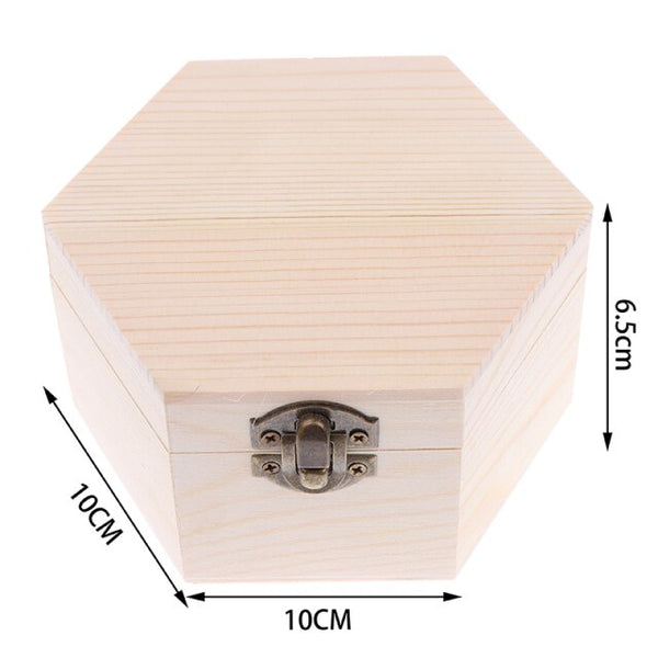 1 Pc Retro Jewelry Box Organizer Desktop Natural Wood Clamshell Storage Rectangle Case Decoration Handcrafted Wooden Square Box