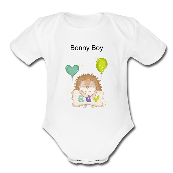 Organic Short Sleeve Baby Bodysuit Bonny Boy - white