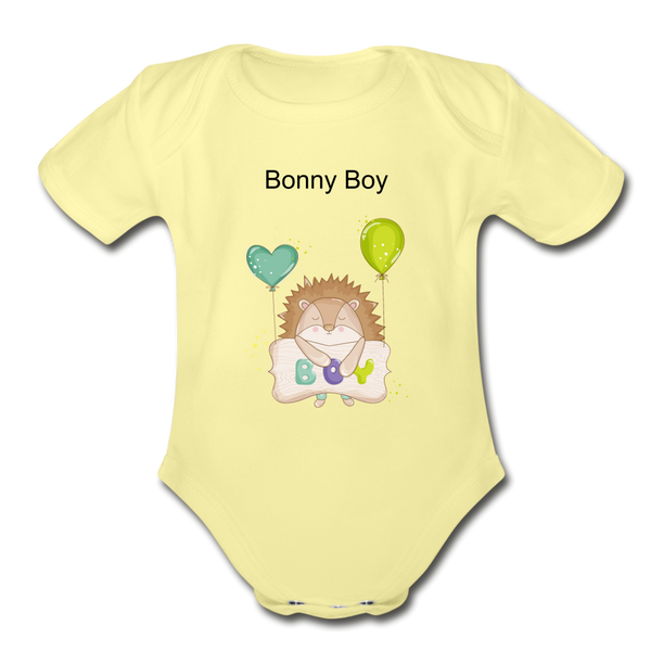Organic Short Sleeve Baby Bodysuit Bonny Boy - washed yellow