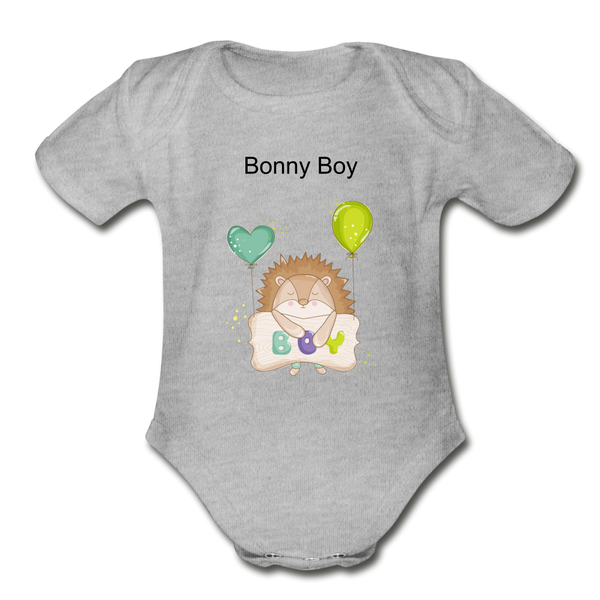 Organic Short Sleeve Baby Bodysuit Bonny Boy - heather gray
