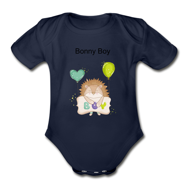 Organic Short Sleeve Baby Bodysuit Bonny Boy - dark navy